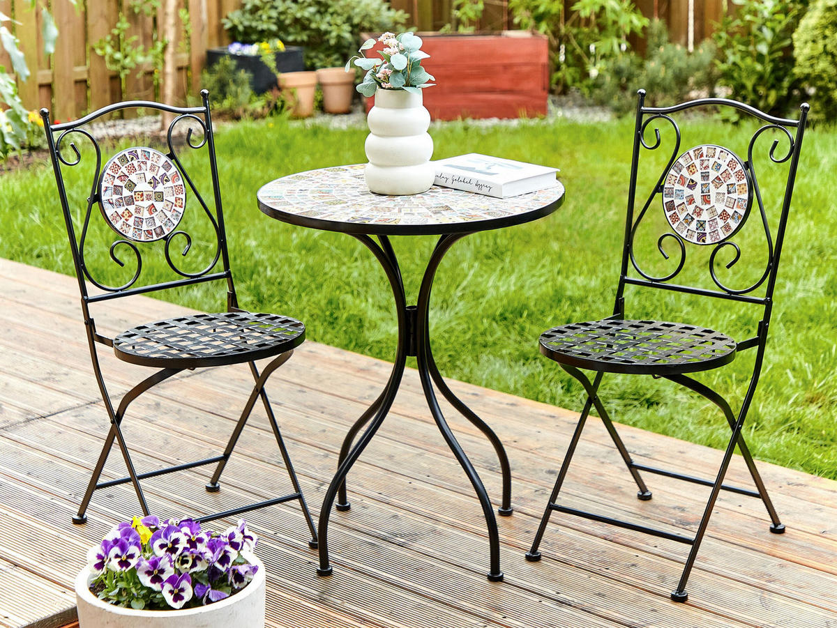BISTRO-SET 2er Schwarz Casario - Multicolor/Schwarz, Metall - Beliani
