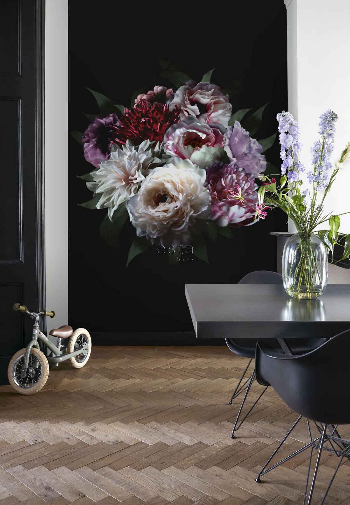 FOTOTAPETE Blumenstillleben 200 x 279 cm - Schwarz, Papier (200/279cm) - ESTAhome