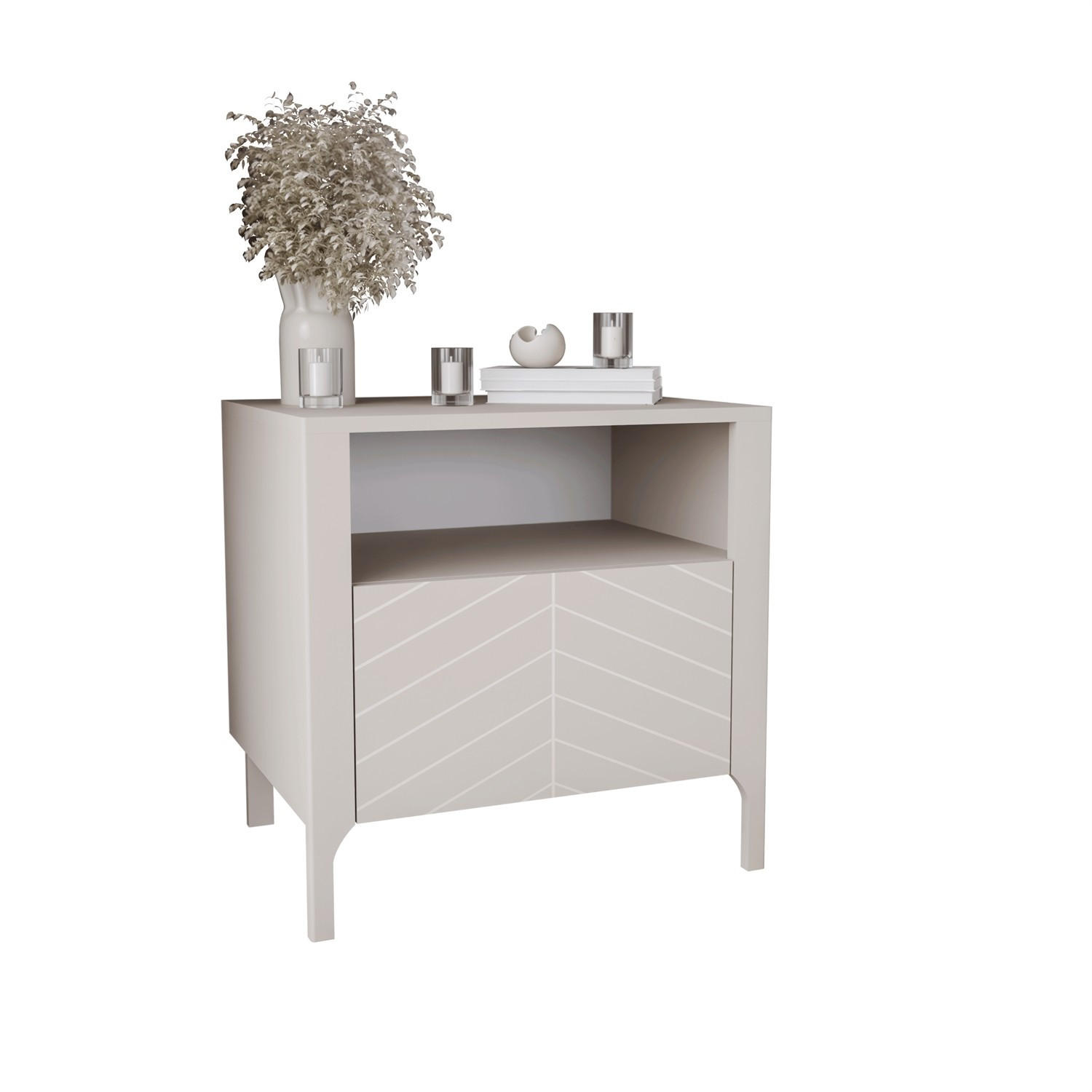 NACHTTISCH LUMI, Kaschmir - Kaschmir, Holzwerkstoff (54/57/41cm) - Lookway