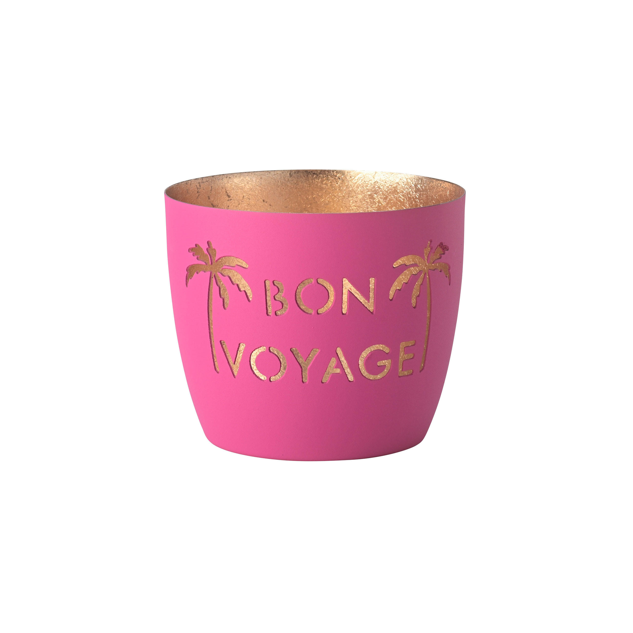 TEELICHTHALTER Madras Bon voyage M, Eisen, neon purple / Gold, H 8.5 cm - Lila, Metall (8.8cm) - Gift Company