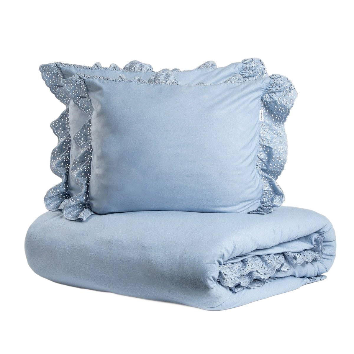 BETTWÄSCHE Morain blau mit Spitze 220/200 cm - Blau, Textil (220/200cm) - Homla