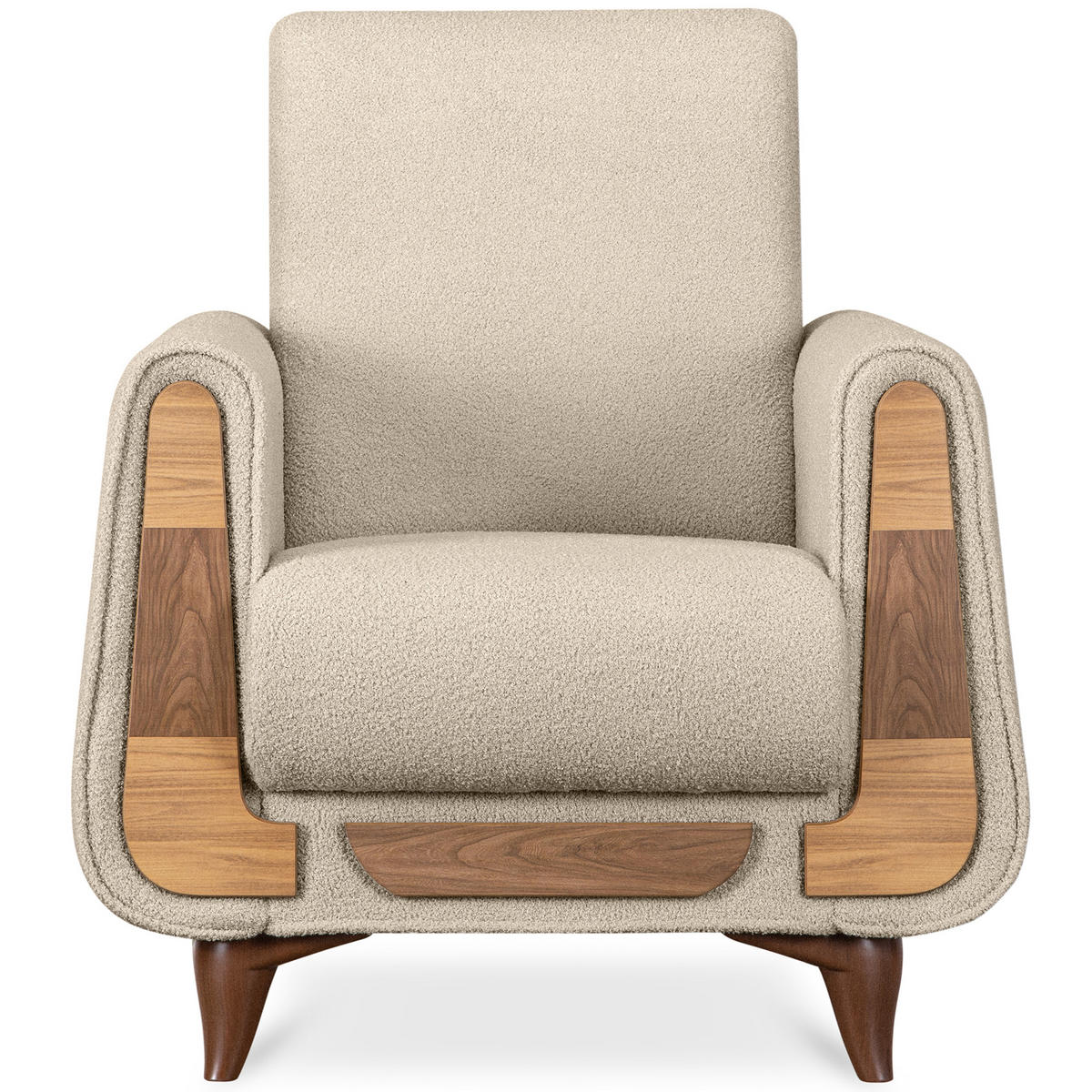 SESSEL GUSTAVO mit Armlehnen, creme - Creme/Braun, Holz/Holzwerkstoff (83/95/92cm) - KONSIMO®