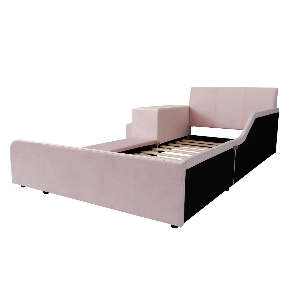 POLSTERBETT 90/200 cm DE-32707 mit Schreibtisch und Hocker Pink - Pink, Holzwerkstoff (90/200cm) - ComfortXL