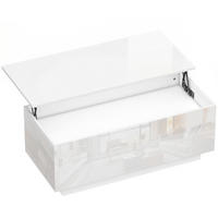 COUCHTISCH 102/48/40 cm weiß hochglänzend aus Holz und Metall mit höhenverstellbarer Tischplatte - Weiß, Holz (102/48/54.5cm) - OKWISH