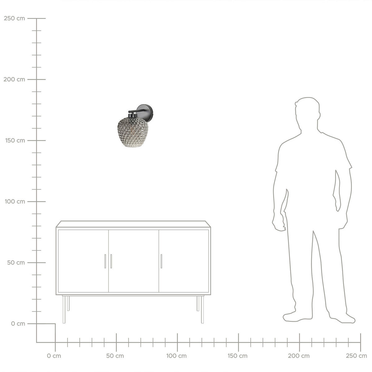 WANDLEUCHTE Sherry 18/18/26 cm - Schwarz, Glas (18/26/18cm) - Beliani
