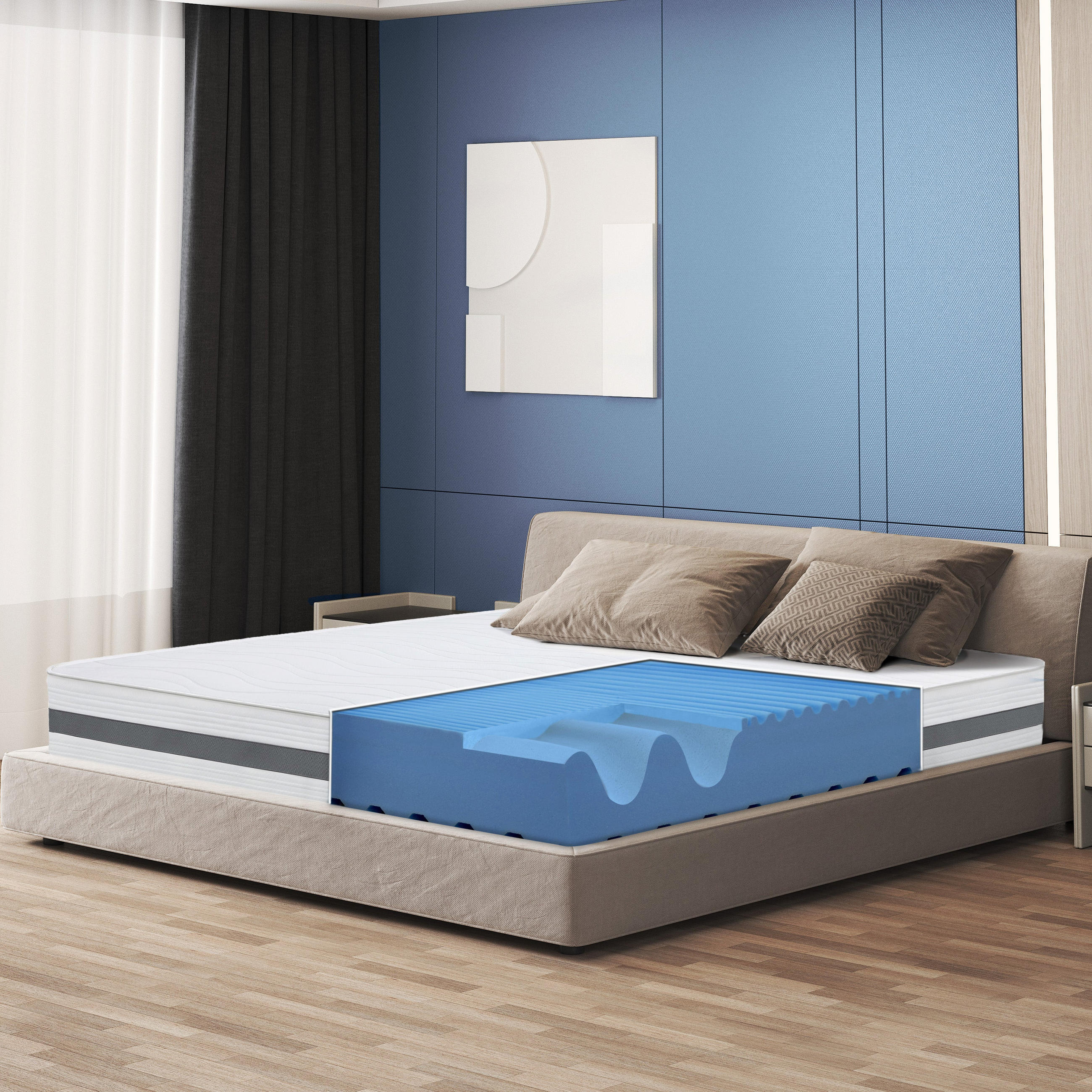 MATRATZE EINZELNE 80x160 Memory Orthopädisch, Antibakteriell, Anti-Milben, Anti-Allergie.| Höhe 20 cm - Weiß, Textil (80/160cm) - The White Stone