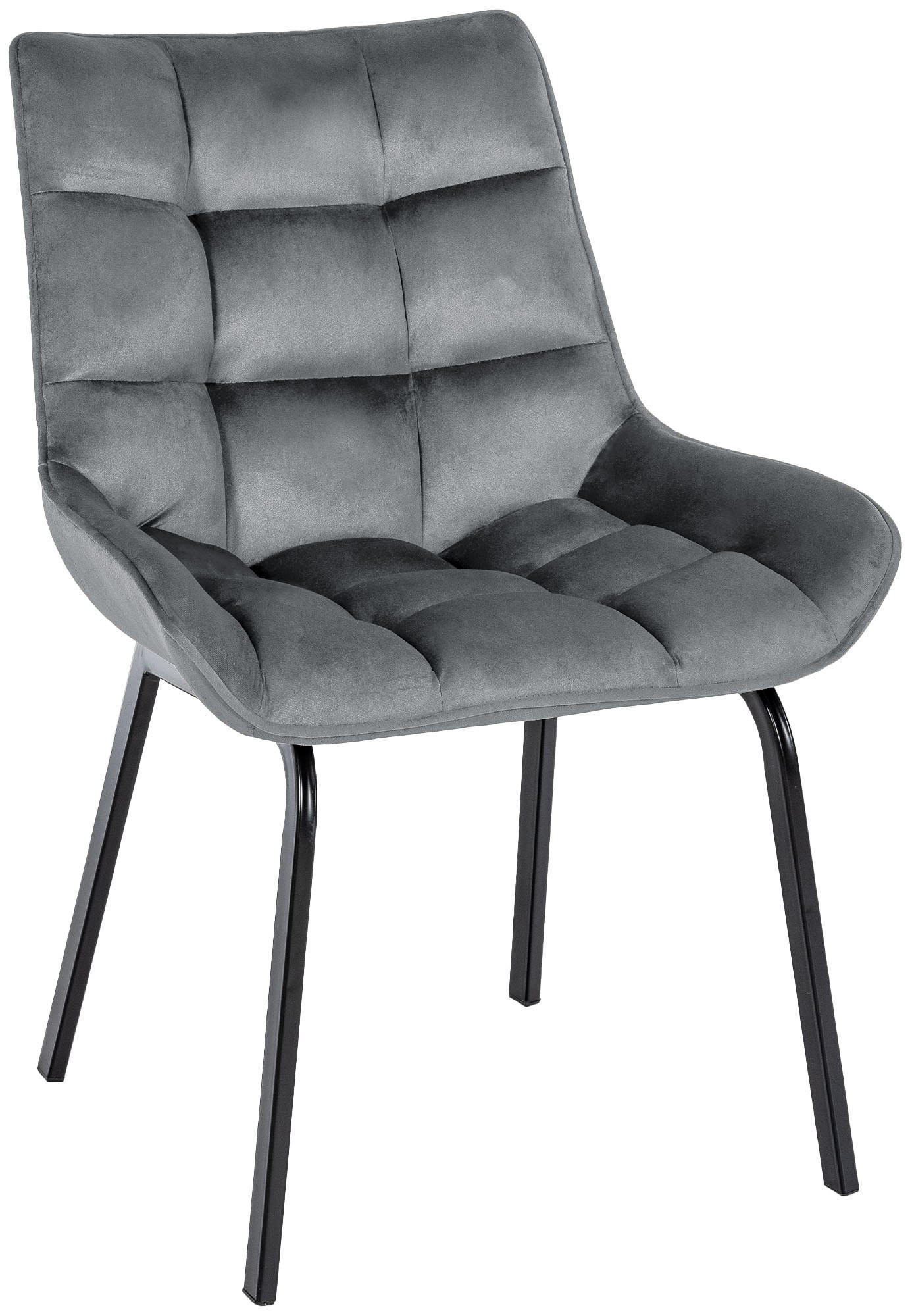 STUHL Samt dunkelgrau - Dunkelgrau/Schwarz, Textil/Metall (58/84/57cm) - CLP