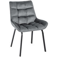 STUHL Samt dunkelgrau - Dunkelgrau/Schwarz, Textil/Metall (58/84/57cm) - CLP