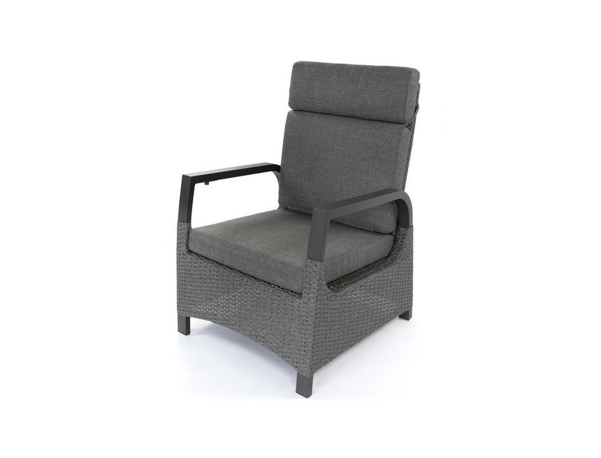 LOUNGE-SET Orlando Grau, Aluminium/Polyrattan, für 4 Personen, Tisch 130/80/68 cm - Grau, Naturmaterialien - bellavista - Home & Garden