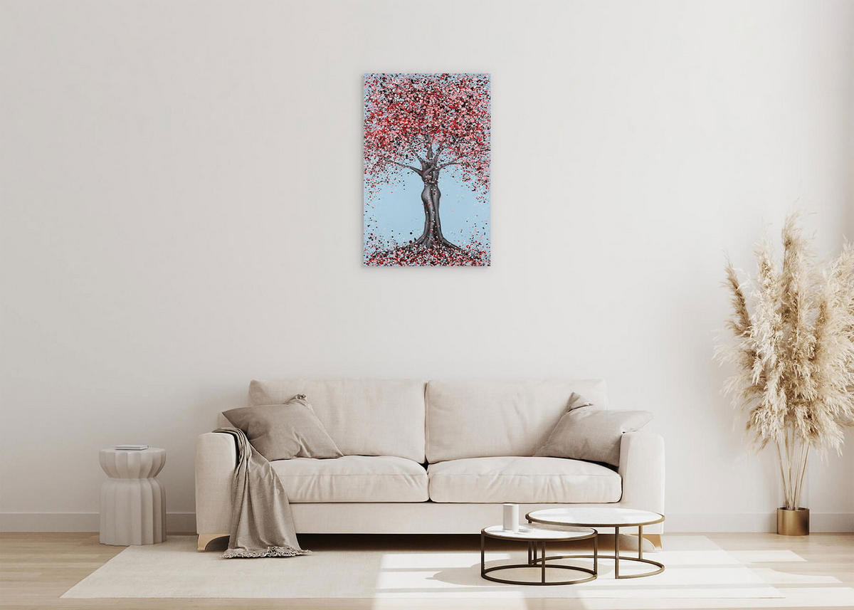 ACRYLBILD HANDGEMALT 60/90 cm - Blau/Pink, Holz/Textil (1.3/90cm) - KUNSTLOFT
