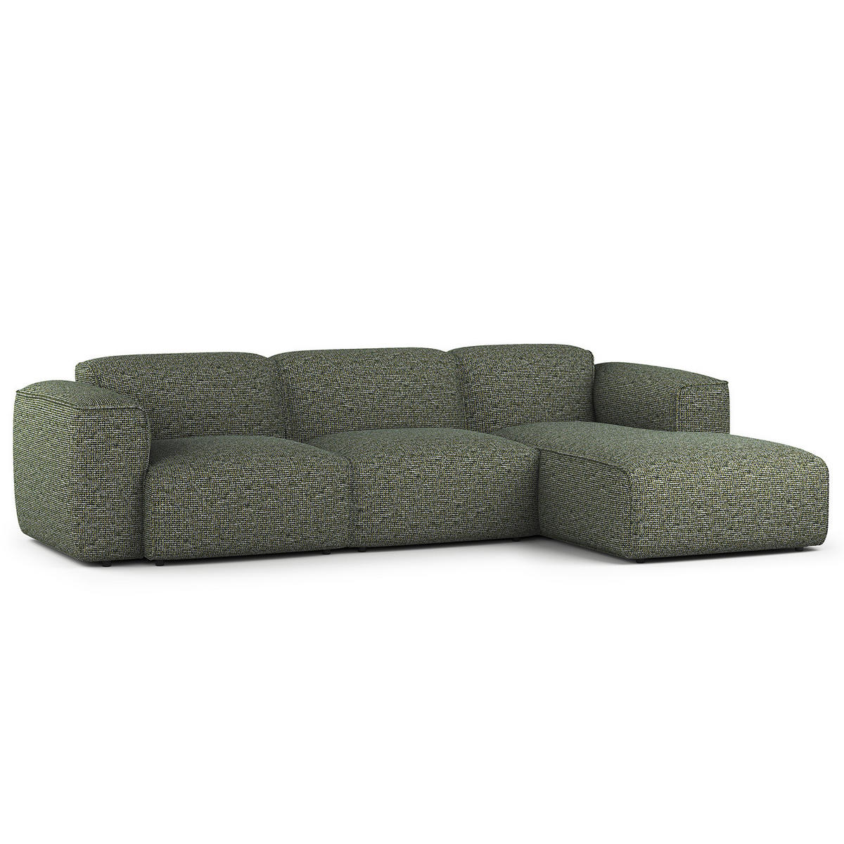 3-SITZER ECKSOFA mit Longchair - Schwarz/Grün, Kunststoff/Textil (284/173cm) - home24