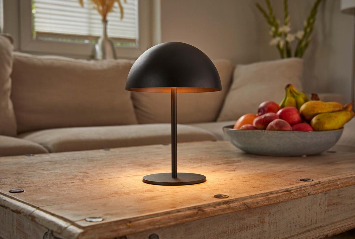 LED-TISCHLAMPE Pilzform dimmbar Metall Ø18x28xcm Schwarz - Schwarz, Metall (18/18/28cm) - Northpoint