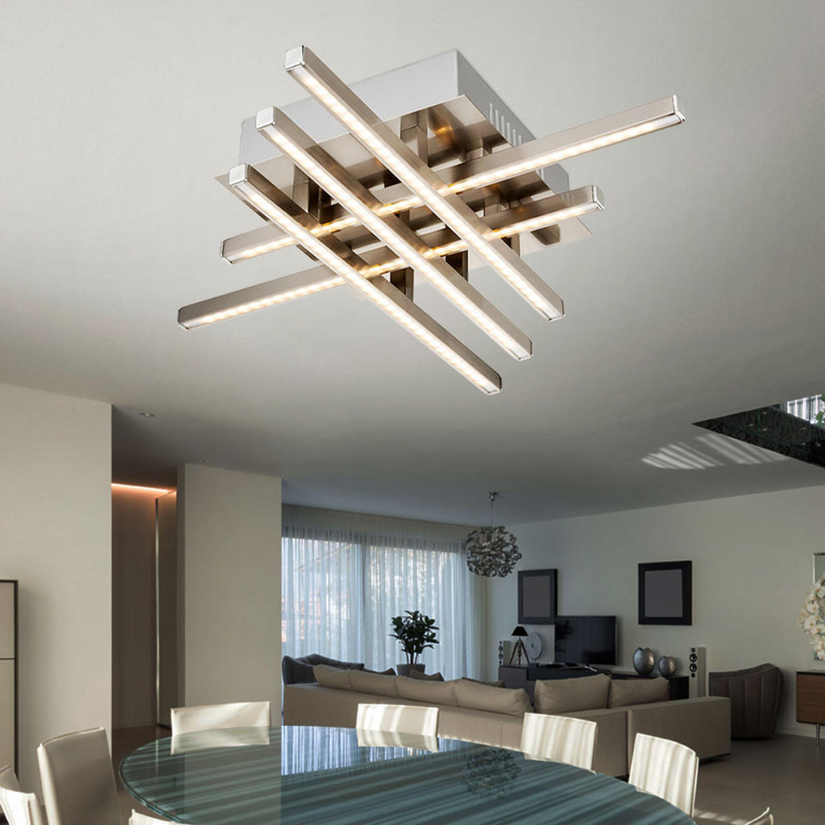 LED DECKENLEUCHTE Mike Silber Metall - Silberfarben, Metall (40/40/8cm) - Globo Lighting