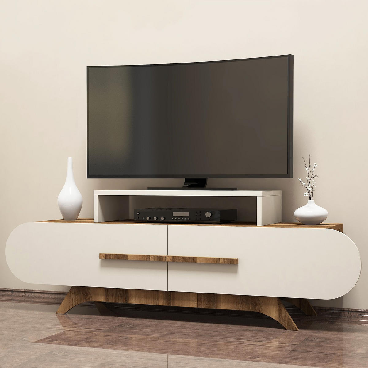 TV-MÖBEL rose Weiß - Beige, Holz (36/49/145cm) - Habitat Garten