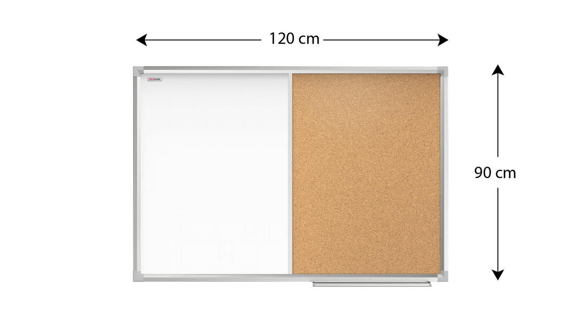 KOMBITAFEL Whiteboard und Kork-Pinnwand mit Alurahmen 120x90cm - Multicolor, Holz (120/90/1.4cm) - ALLboards