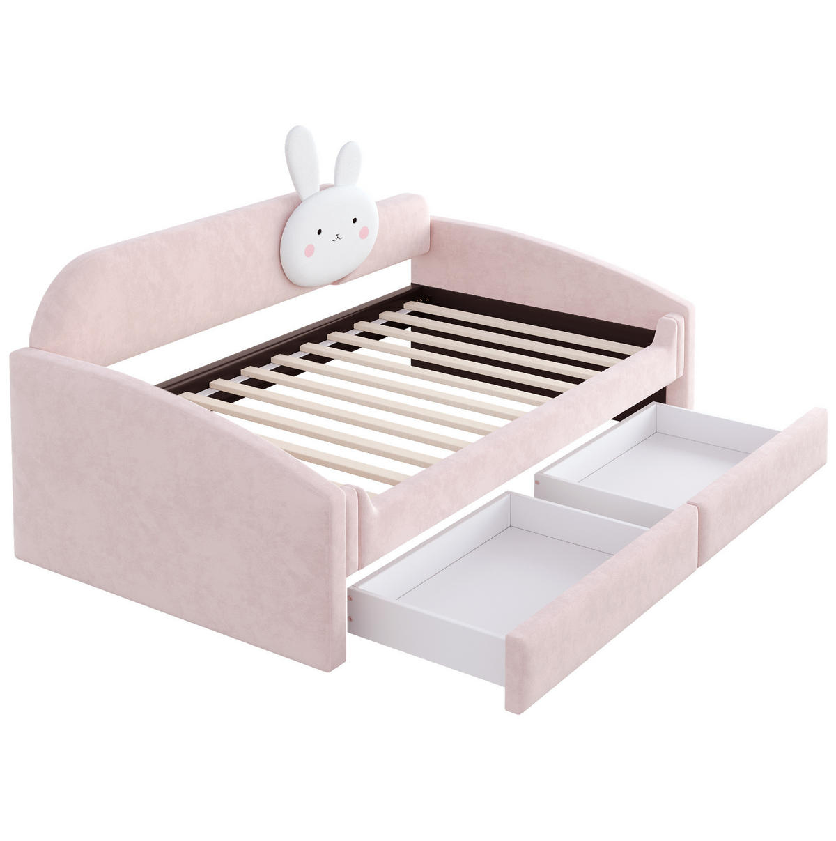 KINDERBETT mit 2 Schubladen und LED 90x200 cm Samt Rosa - Pink, Holzwerkstoff (90/200cm) - Beauniv