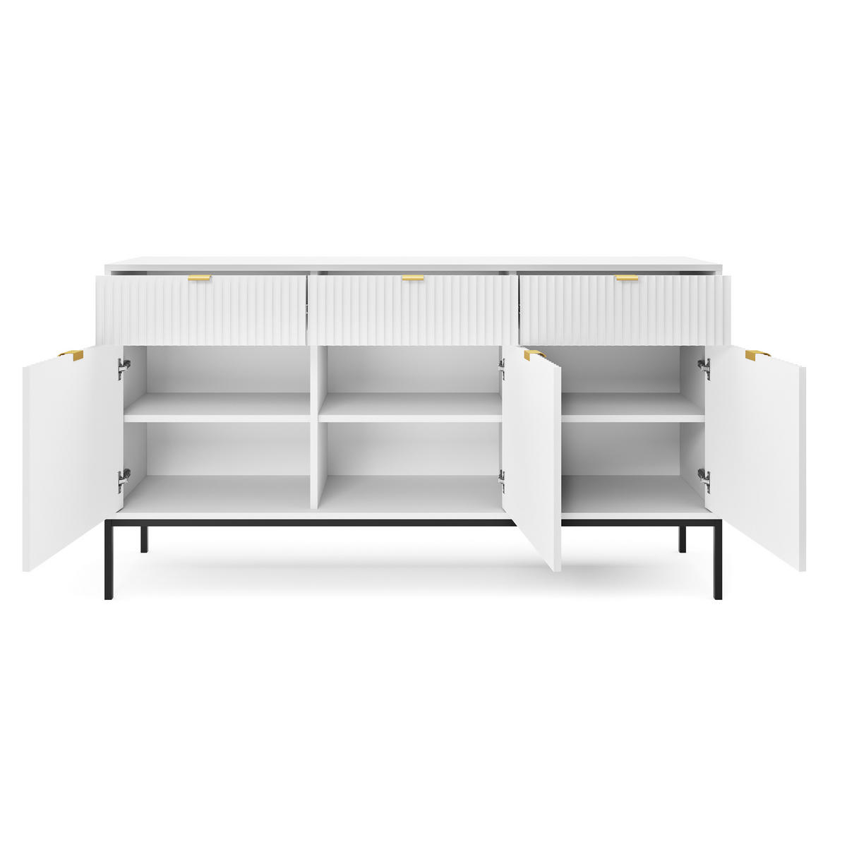SIDEBOARD STELLARE 154/83/39 cm mit 3 Schubladen 3 Türen Weiß - Weiß, Holzwerkstoff (154/83/39cm) - MASSENO