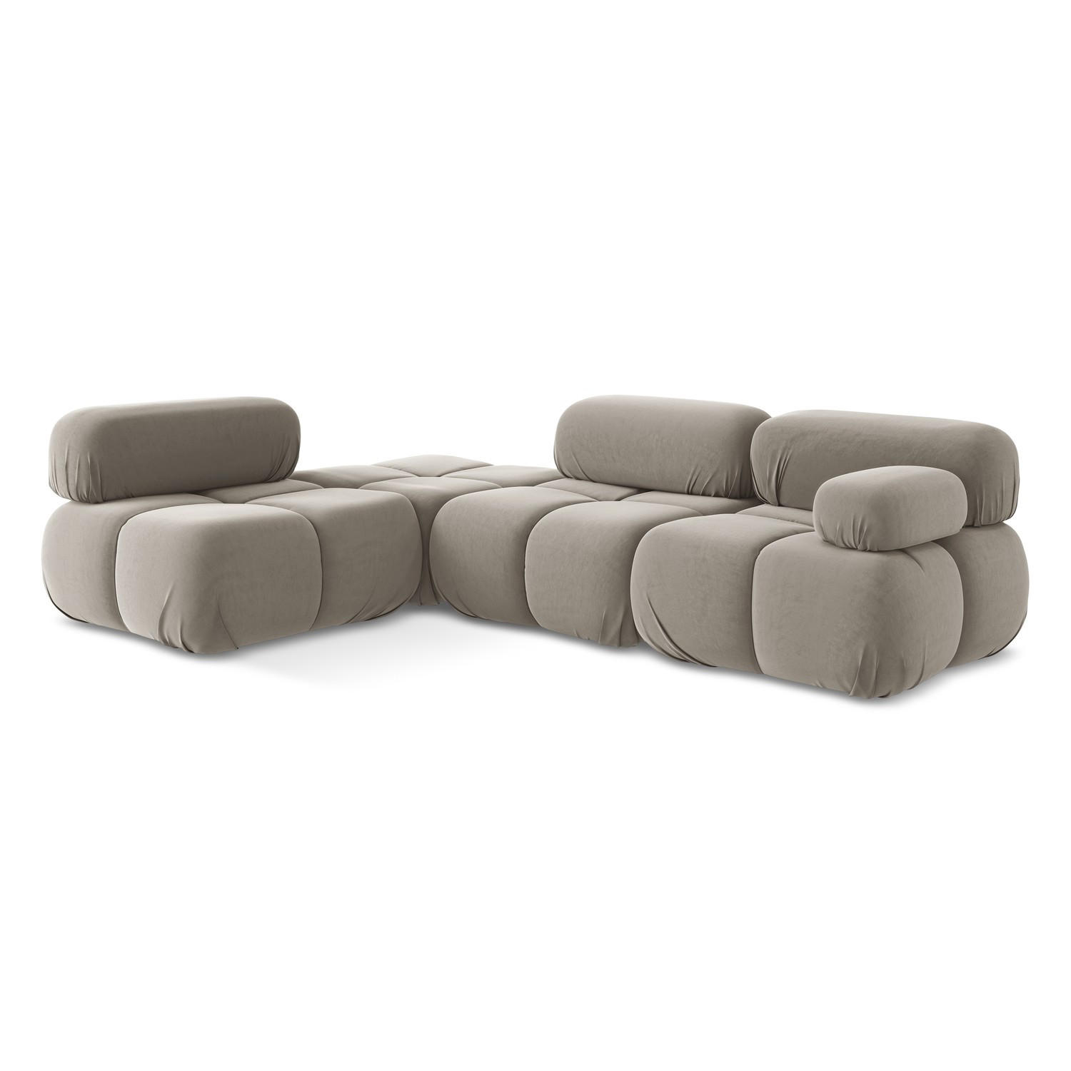 ECKSOFA Links Samt Stoff Grau - Taupe/Lila, Kunststoff/Textil (190/285cm) - LaMiaSofa