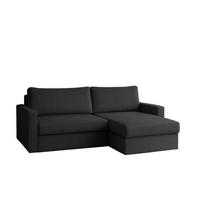 ECKSOFA Mit Schlaffunktion Und Bettzeugablage LUBEKA Stoff Poso Graphit Rechts - Anthrazit, Holz/Textil (224/147cm) - Kaiser Möbel