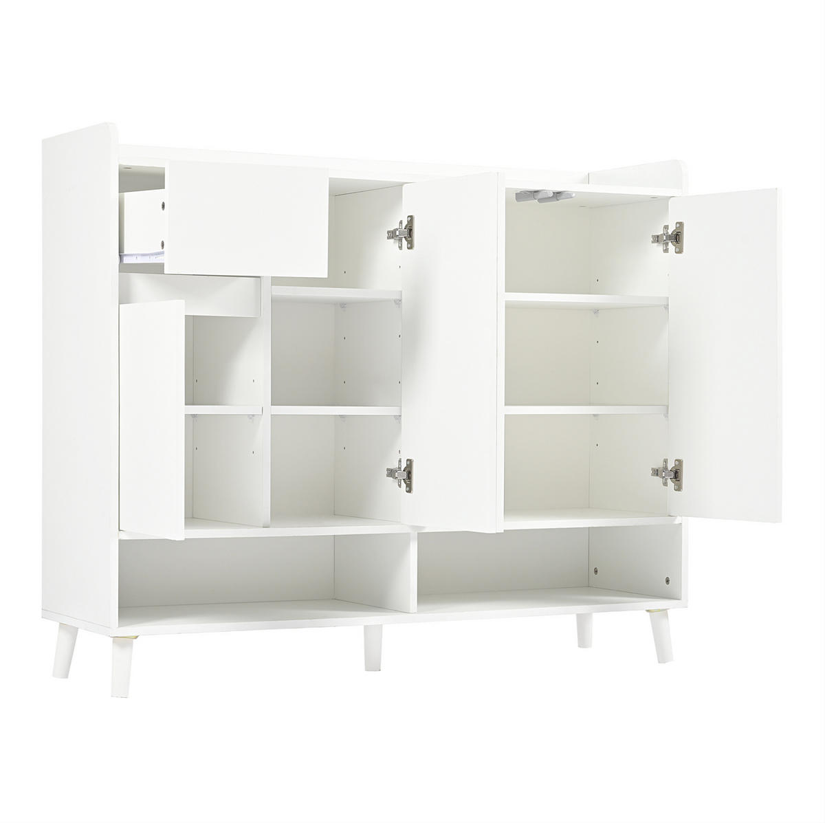 SCHUHSCHRANK mit 4 Türen und 1 Schublade 120 x 35 x 99 cm Weiß - Weiß, Holzwerkstoff (35/99/120cm) - Beauniv