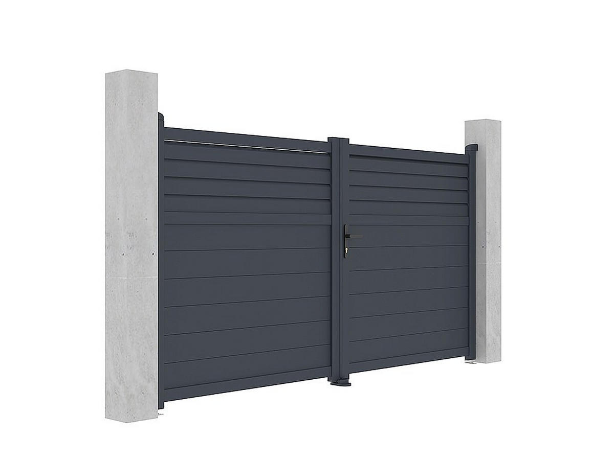 FLÜGELTOR - 300cm x 4.6cm - Aluminium - anthrazitgrau - VIAZO - Anthrazit, Metall (300/161cm) - Vente-Unique