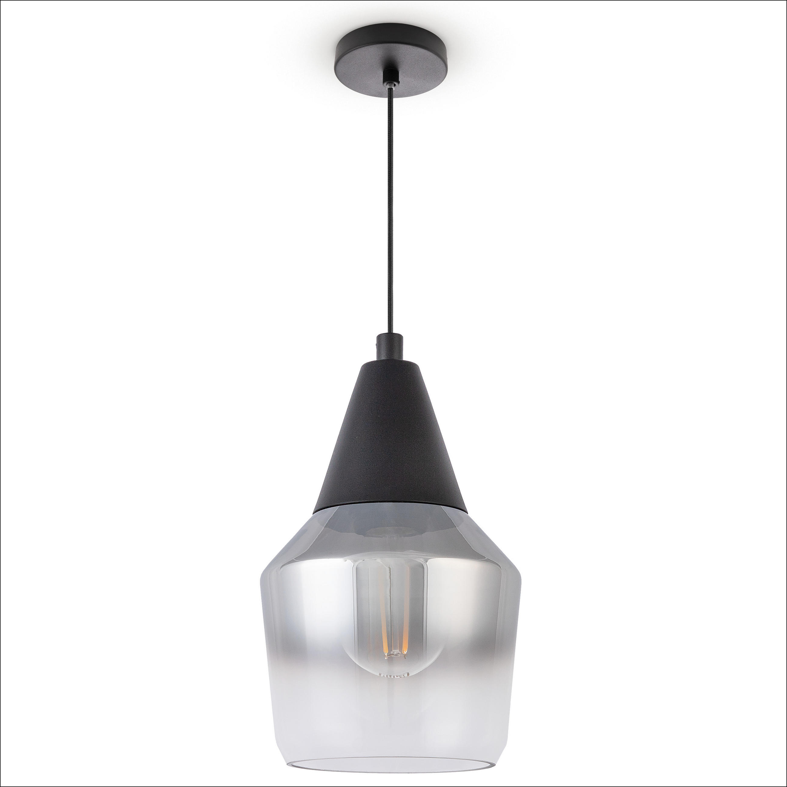 PENDELLEUCHTE Diana - Chromfarben/Schwarz, Metall (13.7/13.7/21.1cm) - Paco Home