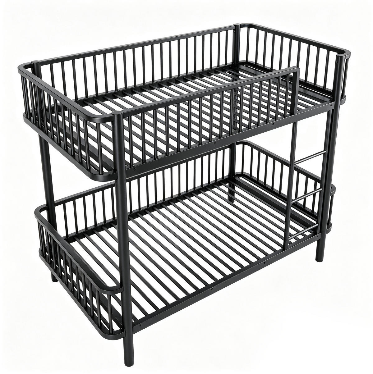 ETAGENBETT aus Metall 90x200 cm Schwarz mit Sicherheitsgeländern - Schwarz, Metall (90/200cm) - Modfu