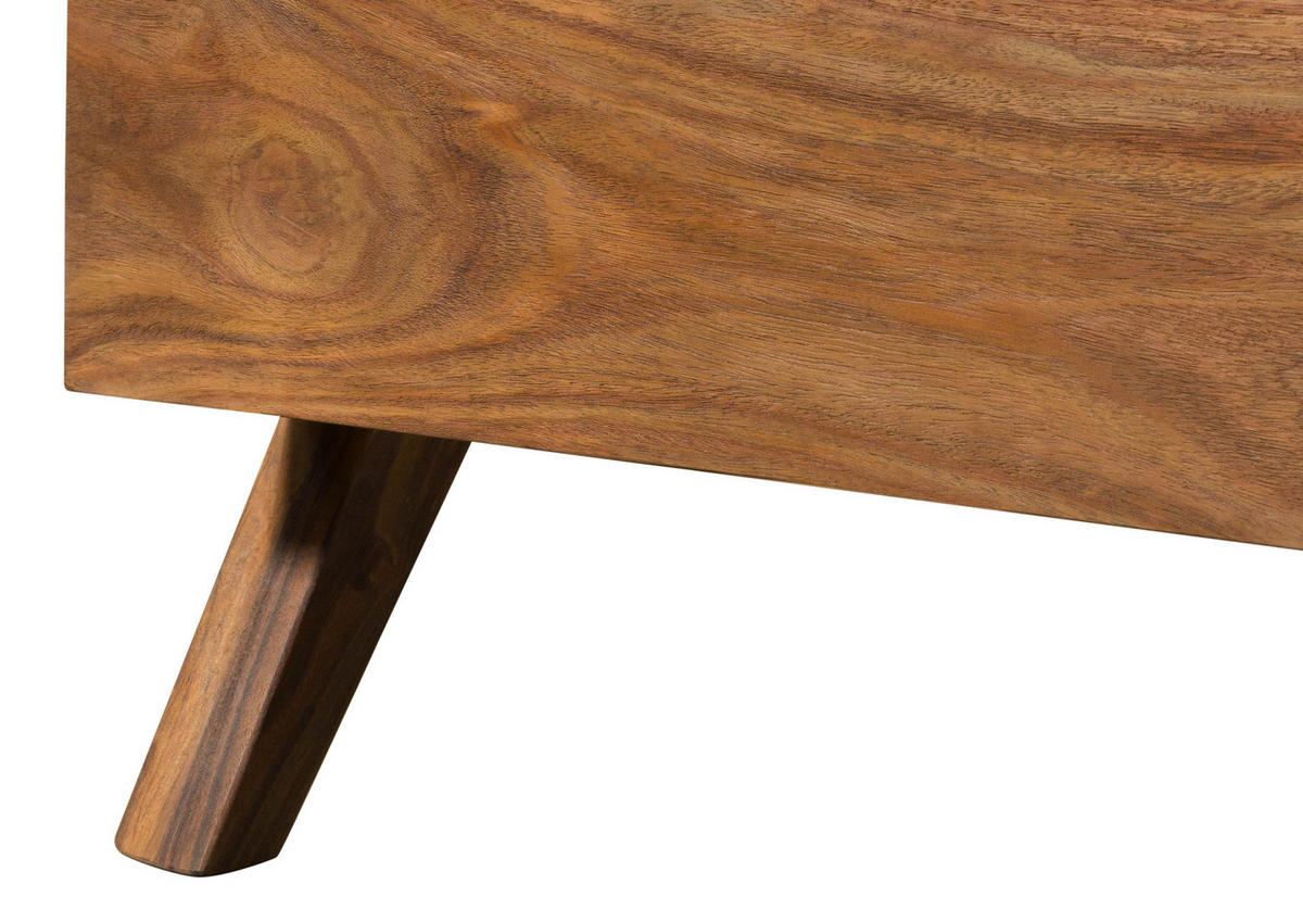 HOLZBETT Sheesham 180x200x80 natur sandgestrahlt lackiert MALMÖ 2 #233 - Braun, Holz (180/200cm) - Massivmoebel24