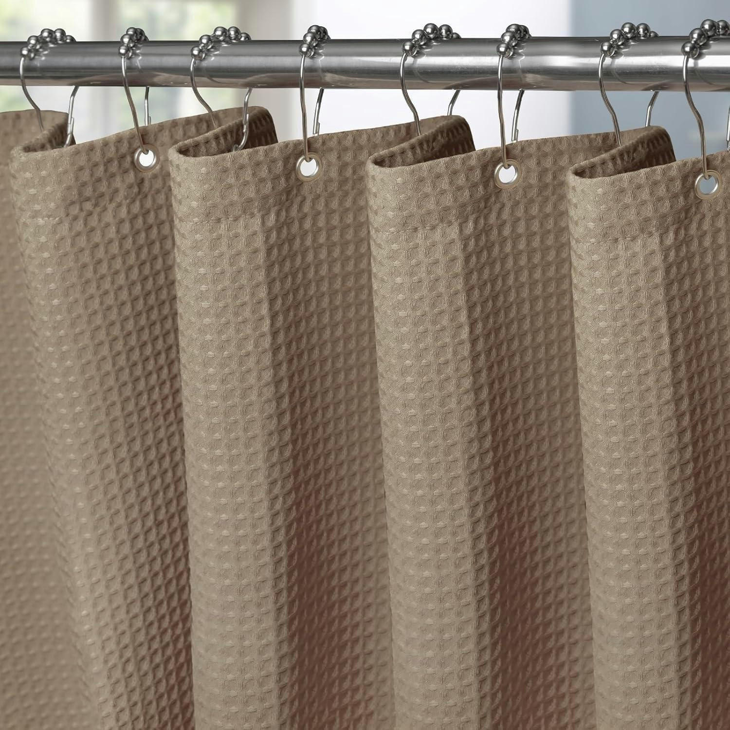 DUSCHVORHANG Waffelstoff Khaki 182 x 214 cm - Olivgrün, Textil (182/214cm)