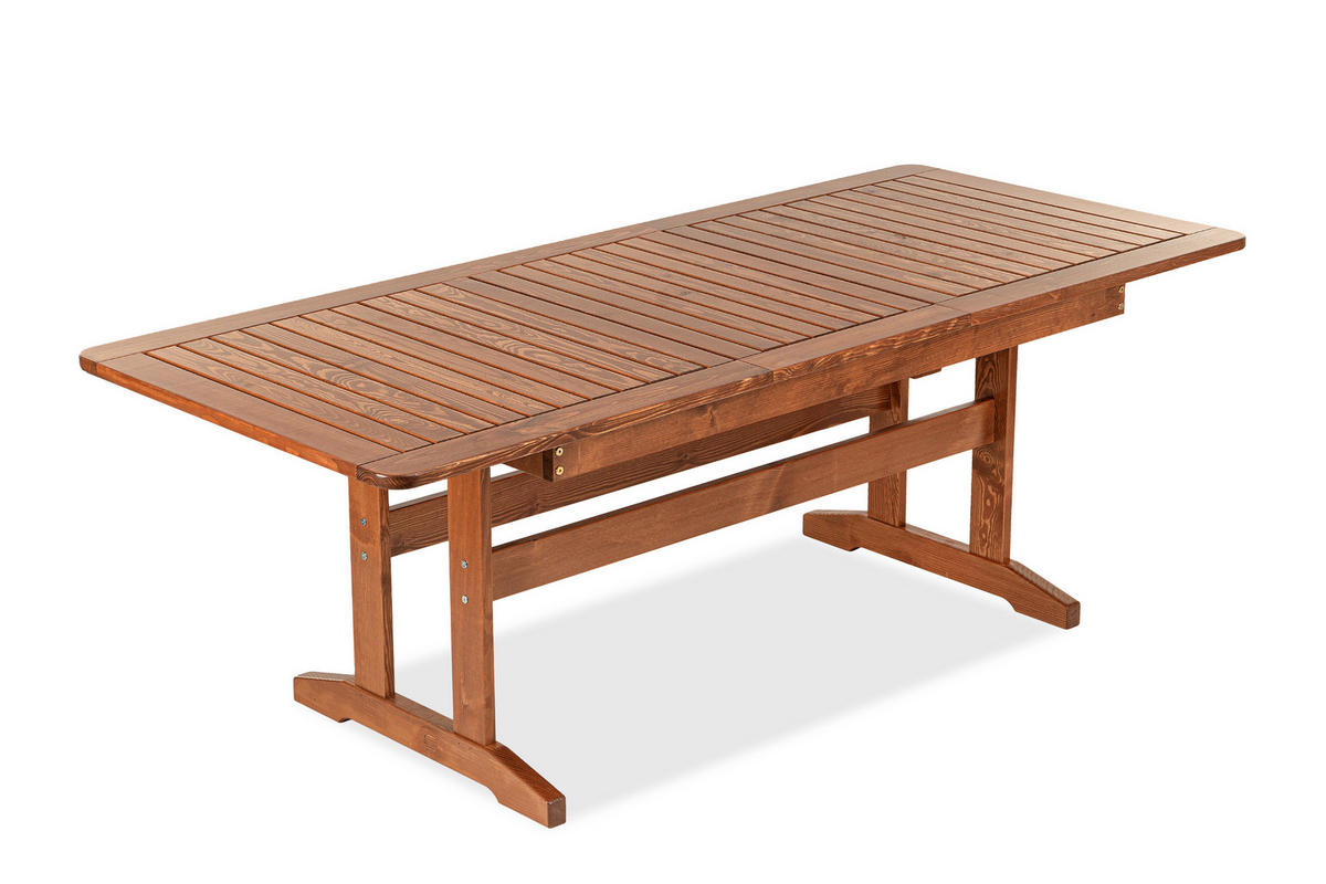 GARTENTISCH ALCES ausziehbar, aus massivem Kiefernholz, braun - Braun, Holz (160/90/73cm) - KONSIMO®