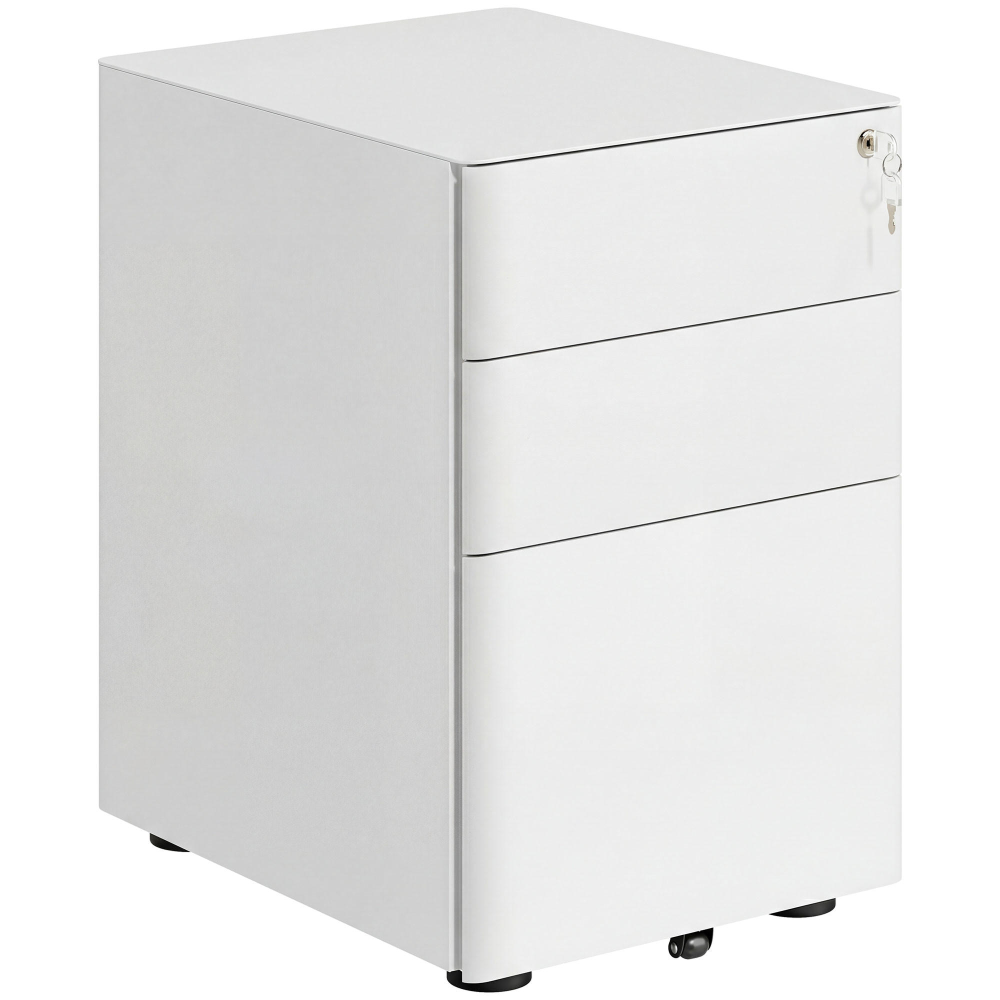 ROLLCONTAINER mobiler Aktenschrank mit 3 Schubladen Büroschrank Stahl Weiß - Weiß, Metall (48/59/39cm) - Vinsetto