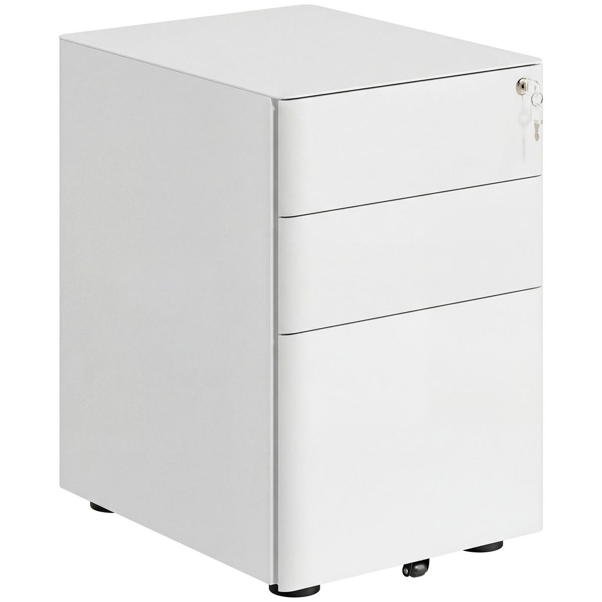 ROLLCONTAINER mobiler Aktenschrank mit 3 Schubladen Büroschrank Stahl Weiß - Weiß, Metall (48/59/39cm) - Vinsetto