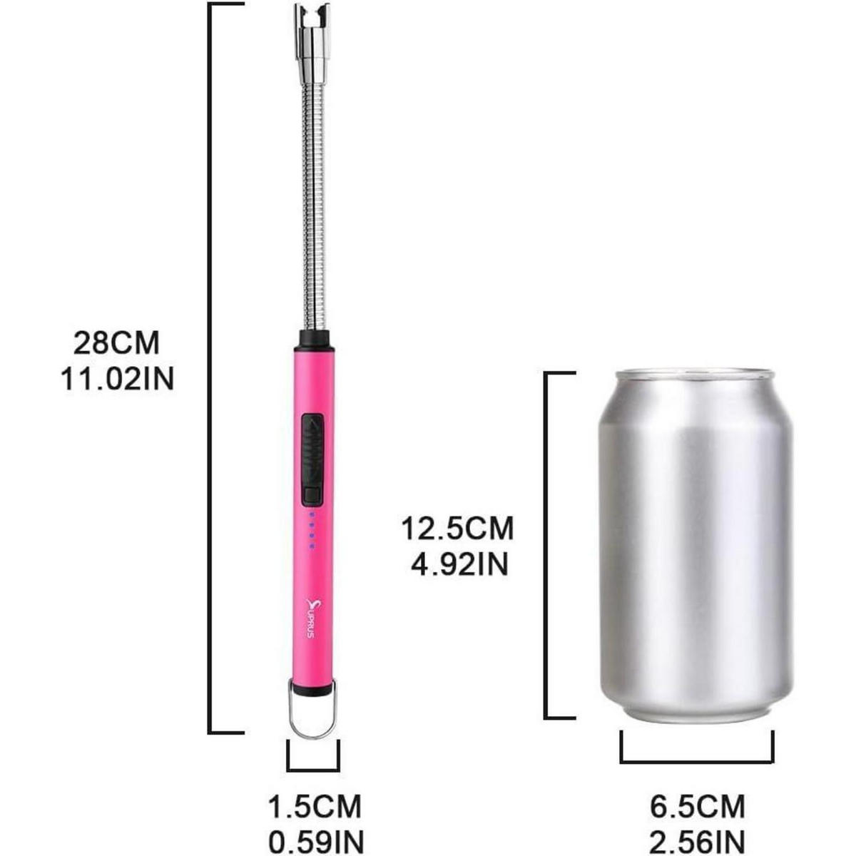 KERZENANZÜNDER mit flexiblem Hals, wiederaufladbar, rosa - Pink, Metall (4.1/1.7/27cm)