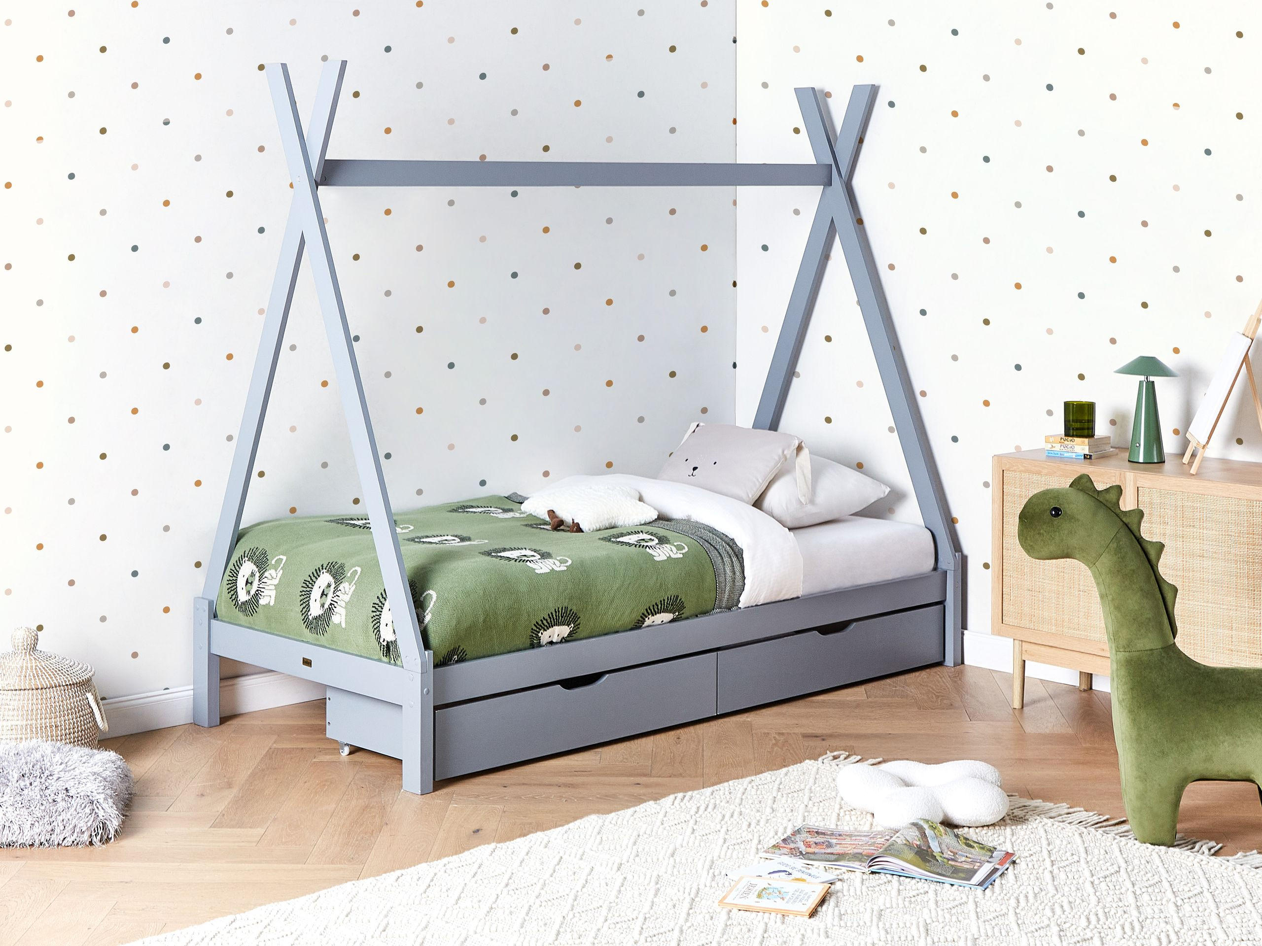 KINDERBETT 90x200 cm Grau Devay - Grau, Holz (90/200cm) - Beliani