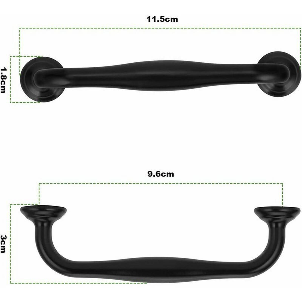 MÖBELGRIFF Schwarz 20er-Set 96 mm - Schwarz, Metall (1.8/3/11.5cm)