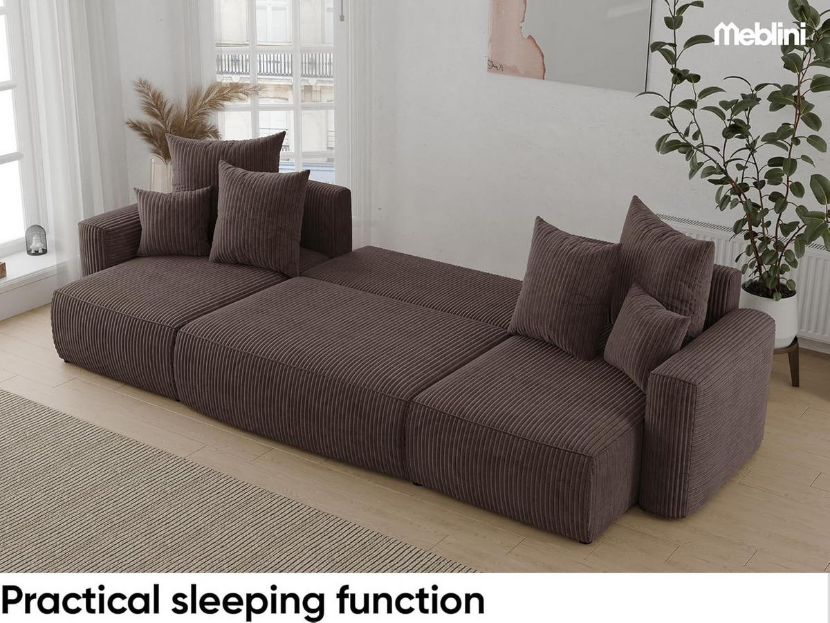 ECKSOFA DAVE U - Dunkelbraun/Schwarz, Holzwerkstoff (312/142cm) - Meblini