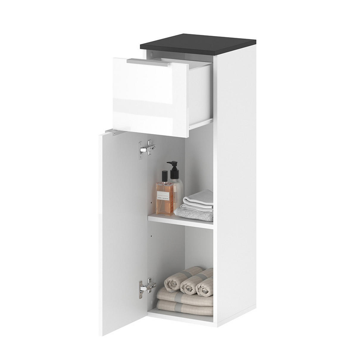 MIDISCHRANK Otis Weiß Hochglanz 30 x 95 cm - Weiß Hochglanz/Weiß, Holzwerkstoff (30/95/30cm) - Vicco