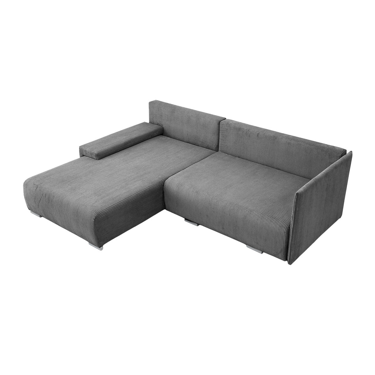 ECKSOFA TRAWANGA L mit Schlaffunktion, Grau - Grau, Textil (246/188cm) - Fedve