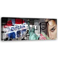 WANDBILD collage new york - Multicolor, Textil (90/30cm) - Feeby