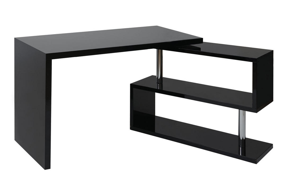 DESIGN ECKSCHREIBTISCH rechteckig Hochglanz Schwarz - Schwarz Hochglanz, Holzwerkstoff (60/120/76cm) - MCW