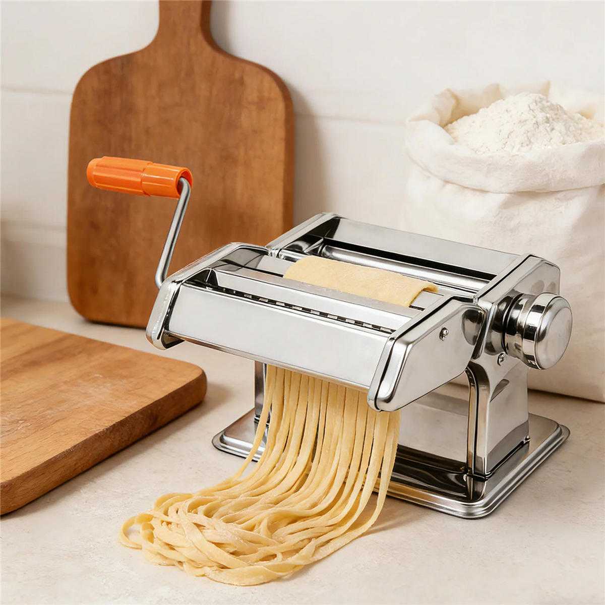 NUDELMASCHINE Edelstahl 9-Stufen Spaghetti Lasagne - Silberfarben, Metall (13/13.5/20cm) - Bextcok