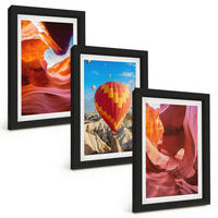 BILDER SET 3er Set - 20x30 cm Schwarzer Rahmen - Wüstenschluchten aus der Ballonfahrt - Schwarz, Kunststoff (20/30cm) - TULUP