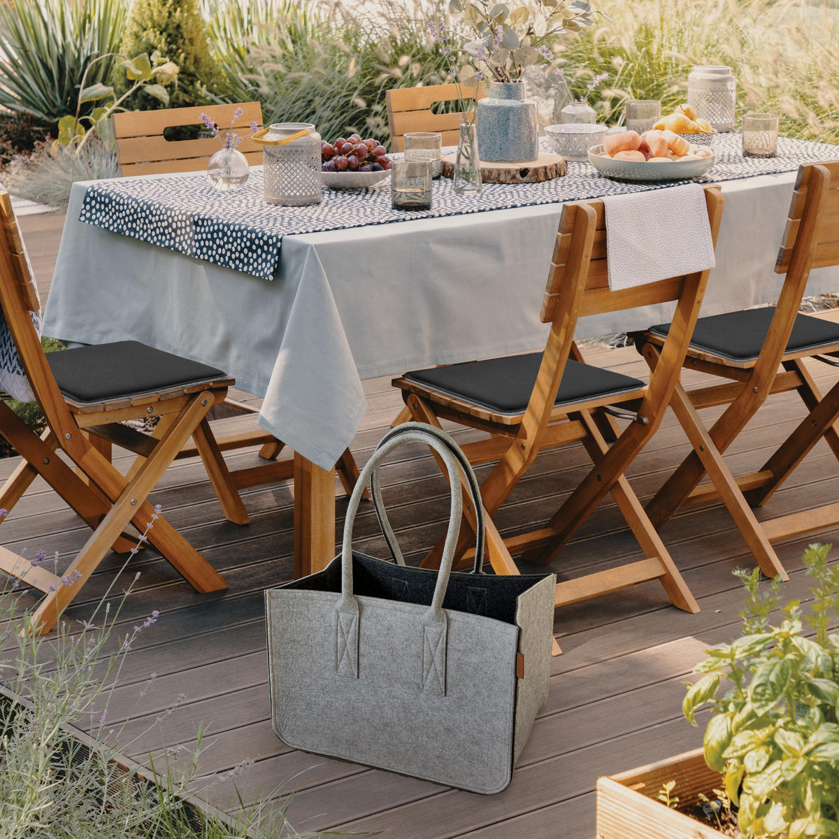 EINKAUFSKORB aus Filz - Dunkelgrau, Textil (40/27/40cm) - Miqio Design