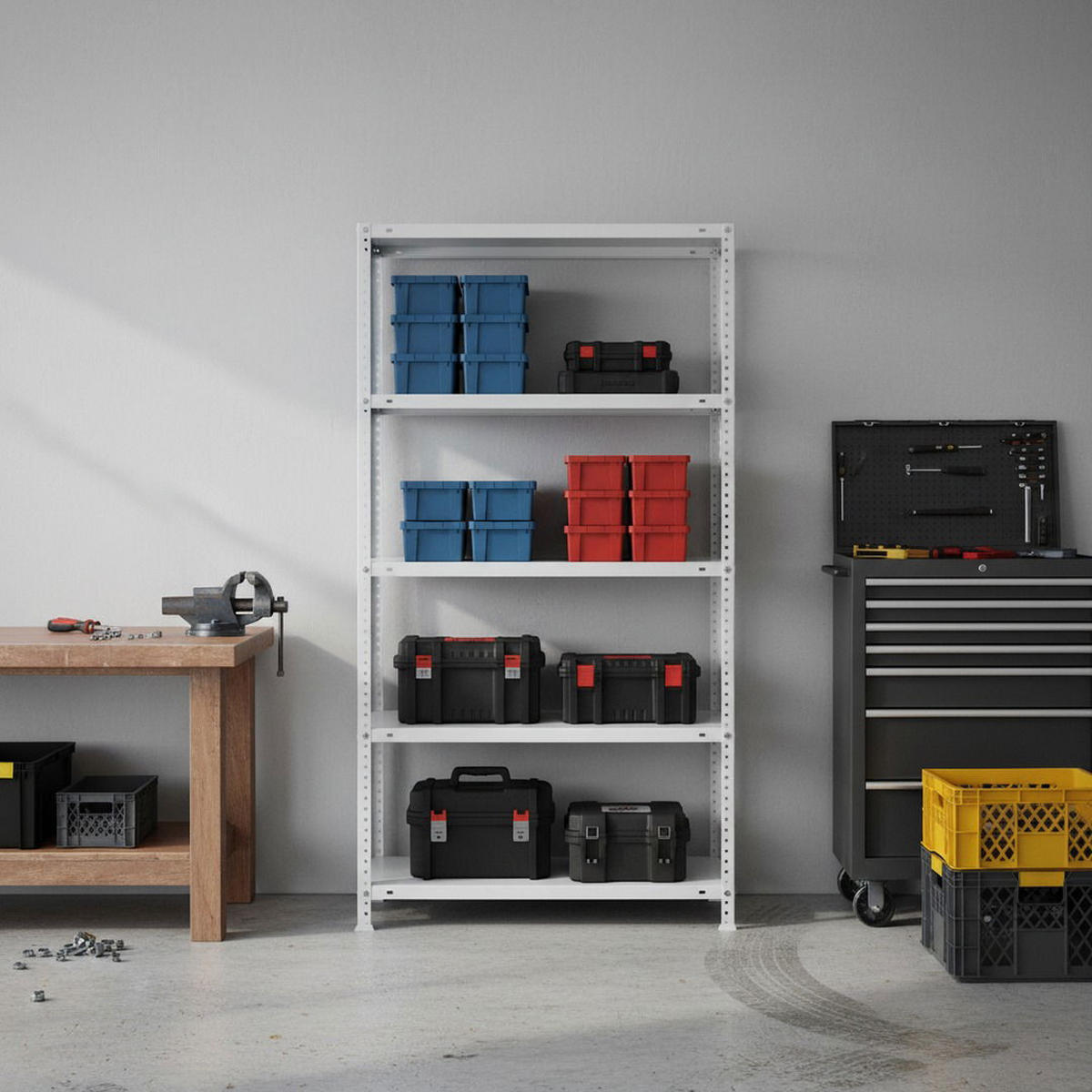 SCHRAUBREGAL PANDA | HxBxT 180x80x40cm | 5 Fachböden | Fachlast 100kg | Weiß - Weiß, Metall (80/180/40cm) - PROREGAL