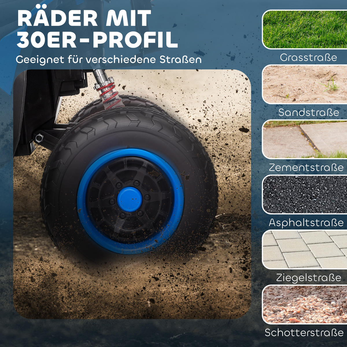 KINDER ELEKTRO-QUAD, Blau, Kunststoff, Metall - Blau, Kunststoff (109/69/75cm) - AIYAPLAY