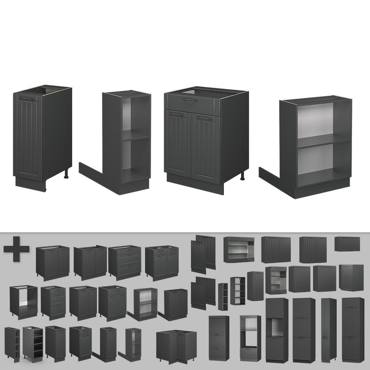 KUCHYŇSKÝ OSTROV Fame-Line Tmavě šedá - tmavě šedá/antracitová, kompozitní dřevo (90/82/60cm) - Vicco