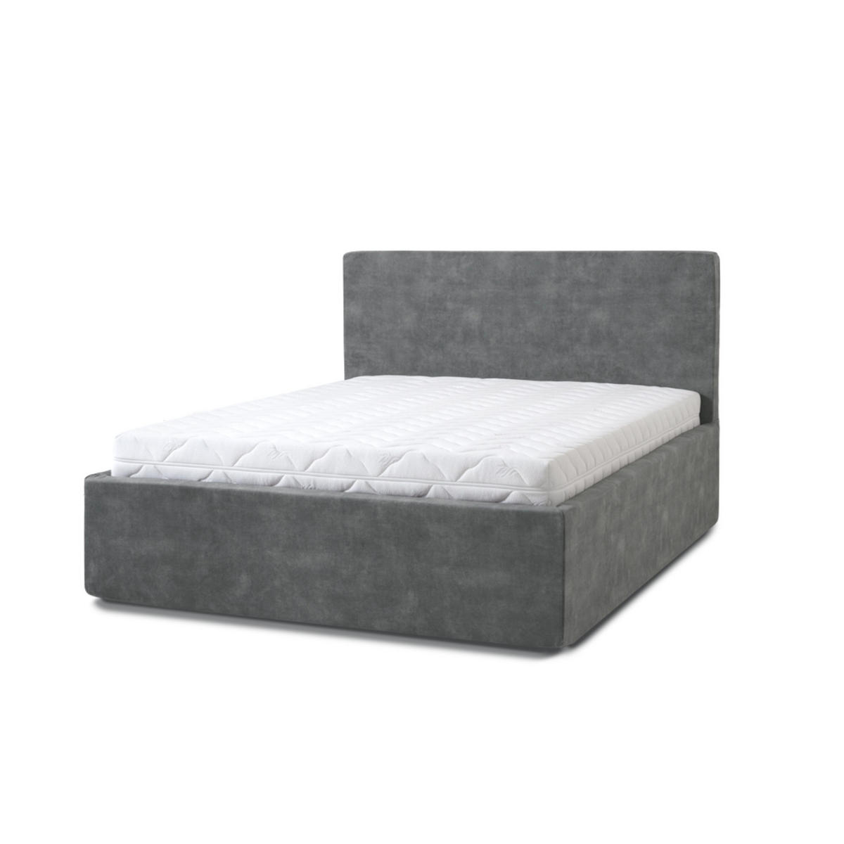 POLSTERBETT Puro Grande 180x200 in Plüsch Cement Green Gray - Graubraun, Holz (180/200cm) - Letti Moderni