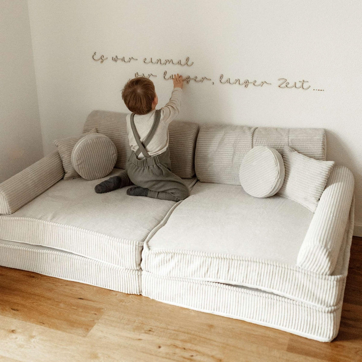 KINDERSOFA AESTHETIC 160 cm Cord Ecru 10 Stk - Beige, Textil (80/12/160cm) - MeowBaby