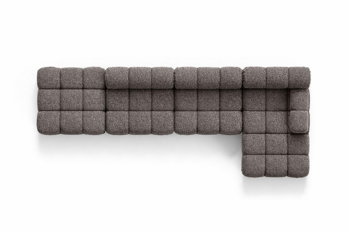 ECKSOFA L-Form XL, Stoff Bouclé Abriamo, Braun, Rechts, Selia L XL - Braun, Holz (380/160cm) - Kaiser Möbel