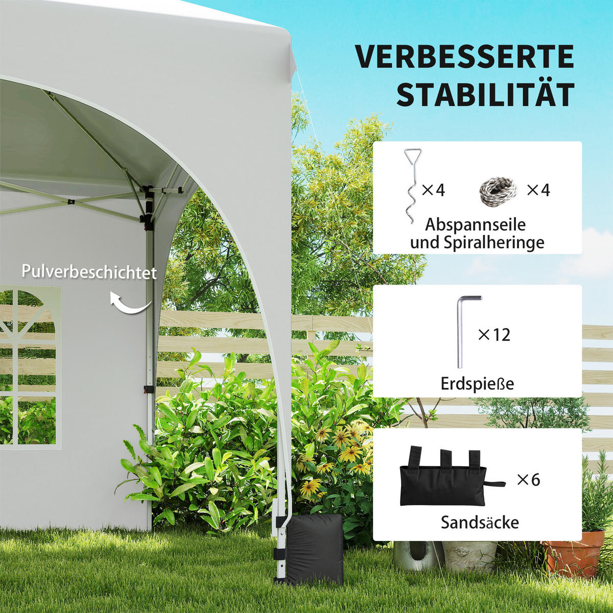 PAVILLON 3x6m Wasserdicht Höhenverstellbar Pop-up Faltpavillon mit Spitzdach - Weiß, Textil/Metall (300/315/598cm) - Outsunny